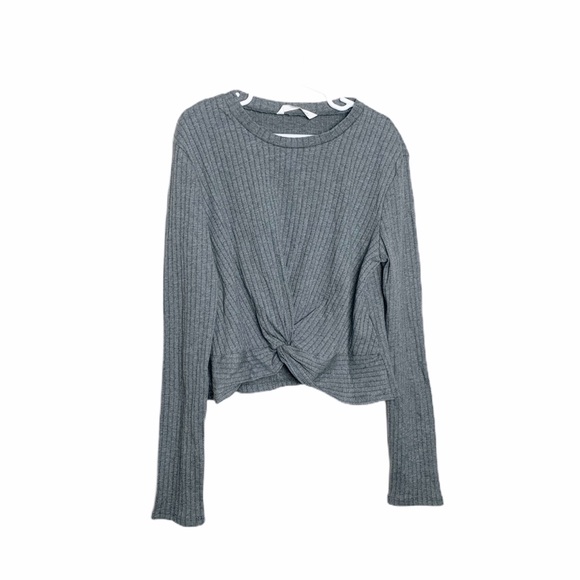 SHEIN Other - SHEIN Long Sleeve Ribbed Knot Front Top Gray 11/12